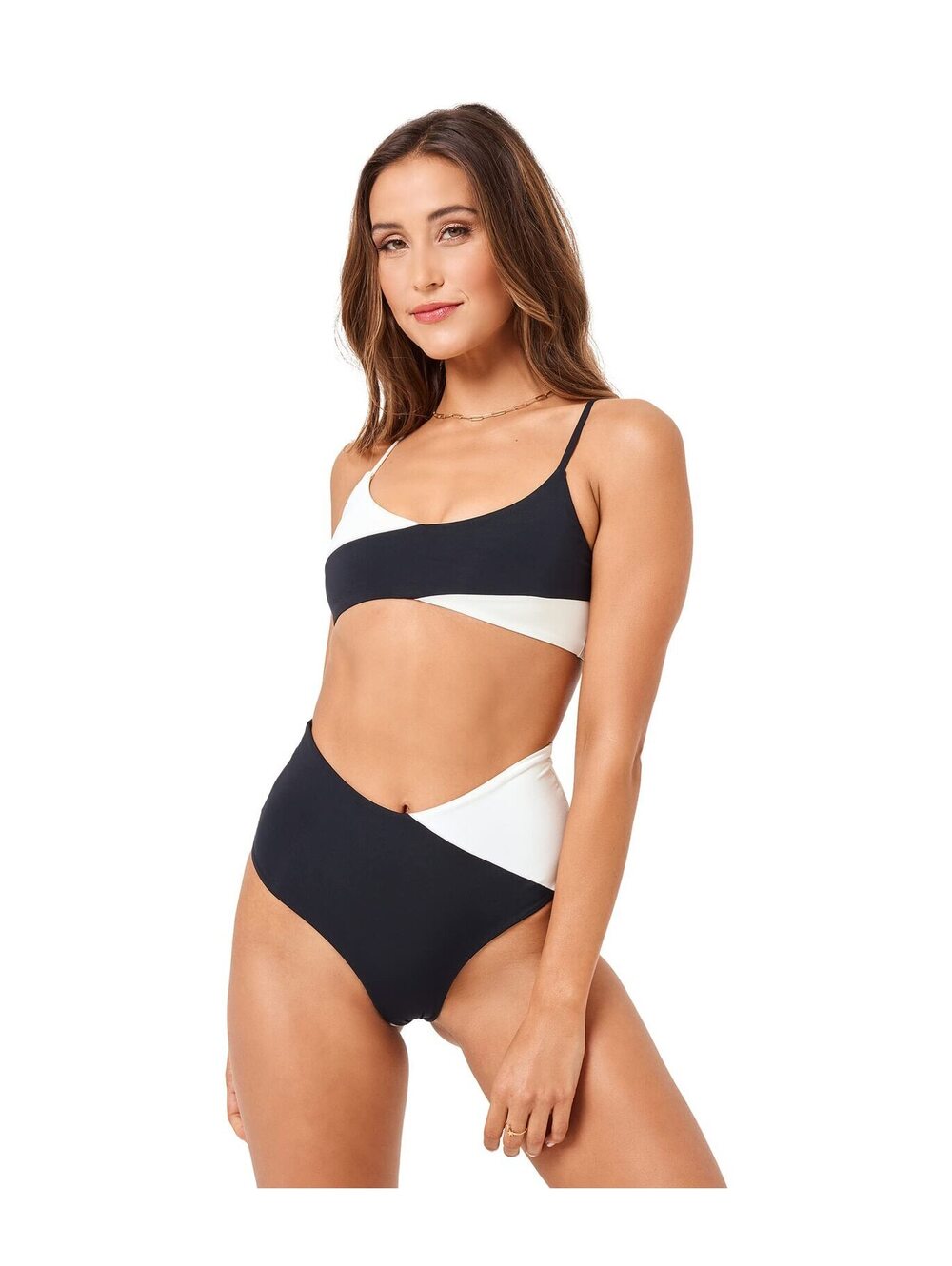 L*Space Women's High Tide Bottom Clasic Black/Cream XL